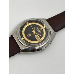 Ricoh Men?s 21 Jewels Automatic Watch ? Day-Date Display, Gold & Black Dial